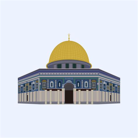 Al Aqsa Mosque - Dome of Rock Jerusalem Vector Illustration 5947958 Vector Art at Vecteezy