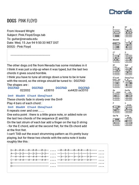 Dogs Pink Floyd Chords and Lyrics For Guitar | PDF