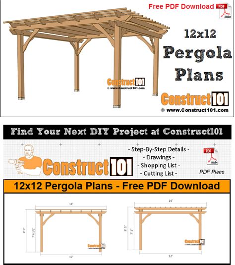 12x12 Pergola Plans - PDF Download - Construct101