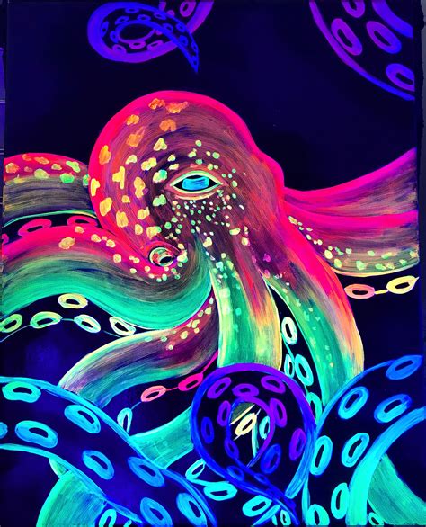 Original Blacklight Octopus Painting. | Etsy in 2021 | Octopus painting, Neon art painting, Neon ...