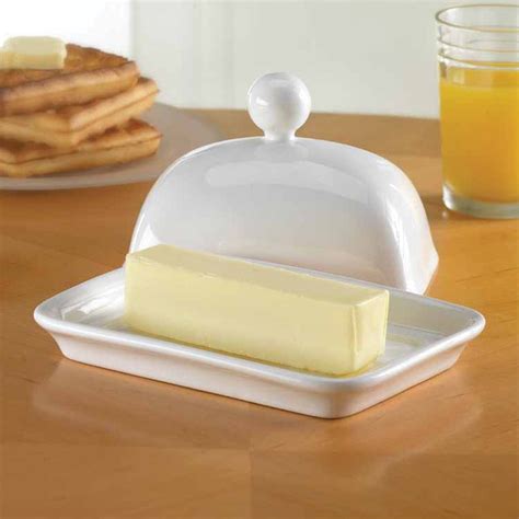 Home Essentials Covered Butter Dish - White Porcelain Butter Server with Lid 786460043916 | eBay