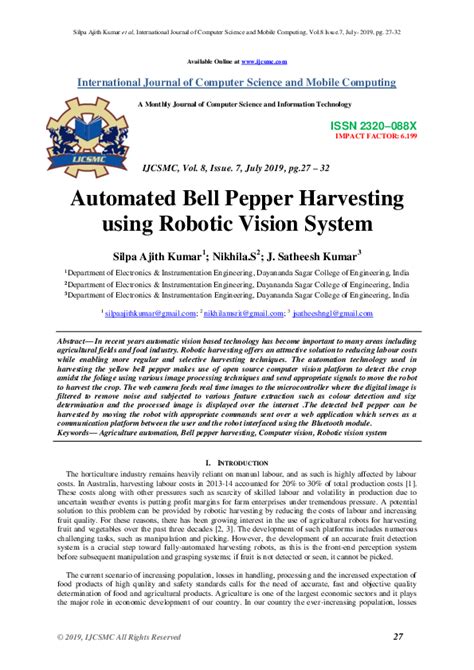 (PDF) Automated Bell Pepper Harvesting using Robotic Vision System﻿ | IJCSMC Journal - Academia.edu