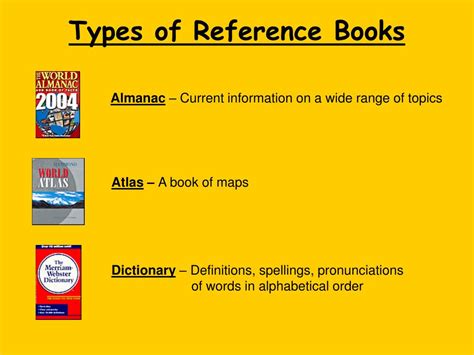 PPT - REFERENCE BOOKS… “The Tools for Information” PowerPoint Presentation - ID:1149556