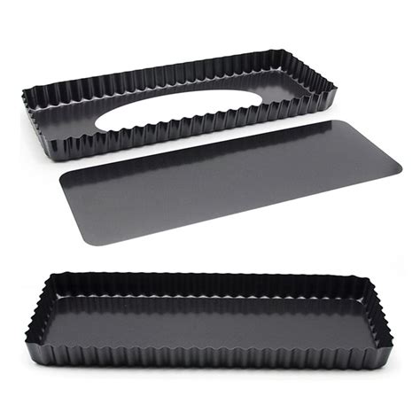 SPRING PARK 14 Inch Rectangular Tart Pan with Removable Bottom, Non-Stick Tart and Quiche Baking ...