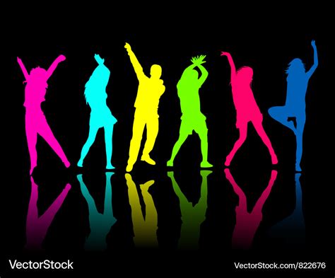 Silhouette people party dance Royalty Free Vector Image