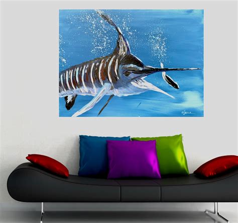 Marlin painting Fish art underwater ocean fish original | Etsy