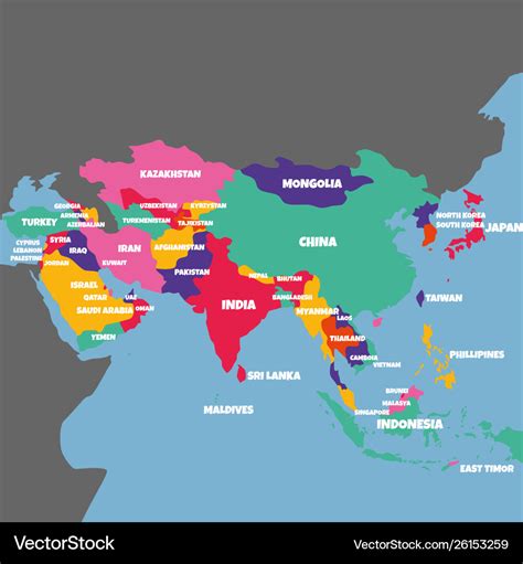 Asia Map With Countries Name - Angela Maureene