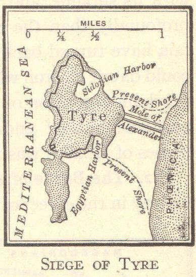 Map of the Siege of Tyre, 332 B.C.E. | Ancient troy, Alexander the great, Map