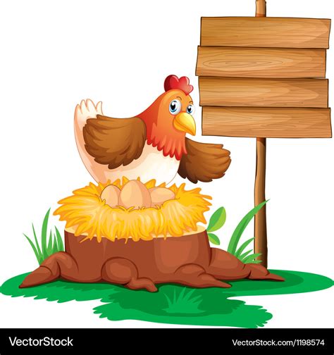 A hen laying eggs Royalty Free Vector Image - VectorStock