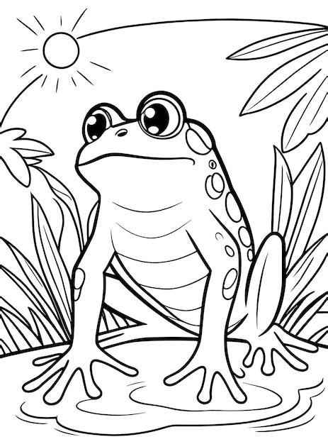 Premium Vector | Frog coloring page line art illustration and vector art