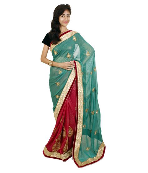 Gurukripa Saree Center Blue Chiffon Saree - Buy Gurukripa Saree Center Blue Chiffon Saree Online ...