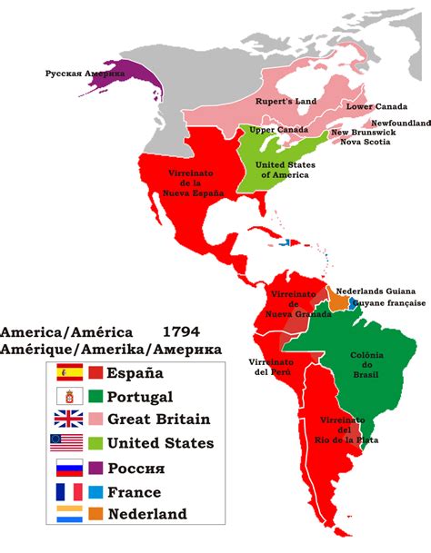 Mapa político de América en 1794 - Tamaño completo