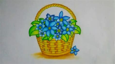 Flower Basket Drawing at PaintingValley.com | Explore collection of Flower Basket Drawing