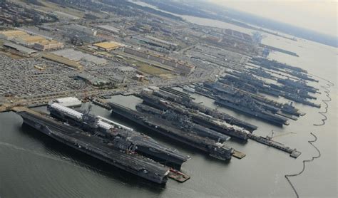 Aerial view of Naval Station Norfolk shows the U.S. has not learned much from Pearl Harbor ...