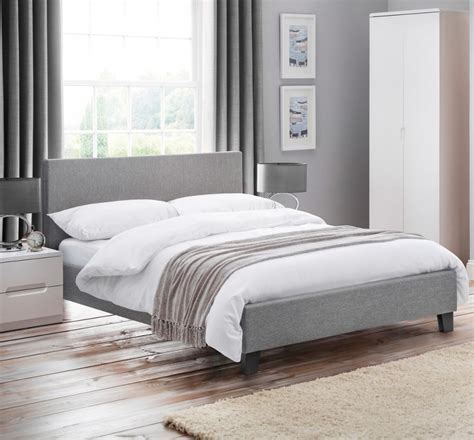 Rialto Light Grey Fabric Bed Frame - 4ft6 Double