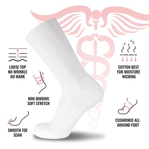 12 Pairs of Premium Cotton Loose Top Diabetic Neuropathy Crew Socks (G – Wholesale Diabetic Socks