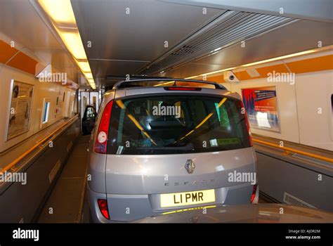 Eurostar Train interior with vehicle inside Stock Photo: 14706187 - Alamy