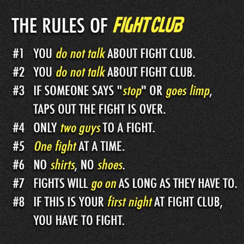 Fight Club (1999) Quote (About rules of fight club rules do not talk about fight club) - CQ