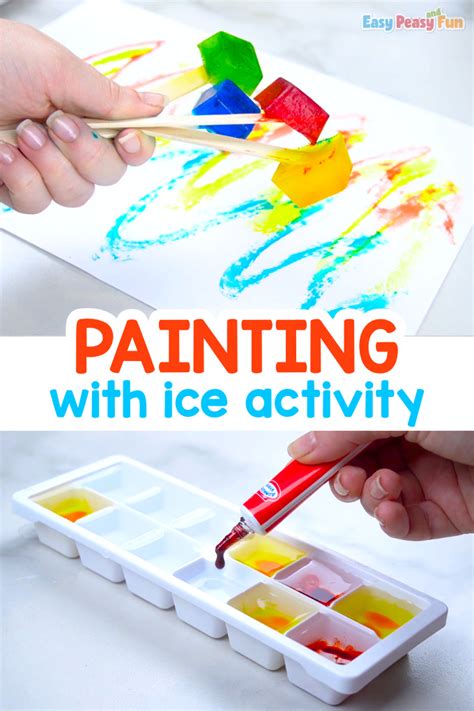 Painting With Ice - Make Your own Ice Paint - Easy Peasy and Fun