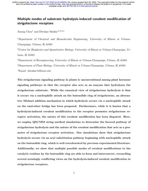 (PDF) Multiple modes of substrate hydrolysis-induced covalent modification of strigolactone ...