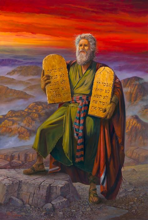 Jewish Painting: The commandments given to Moses at Mount Sinai by Alex Levin