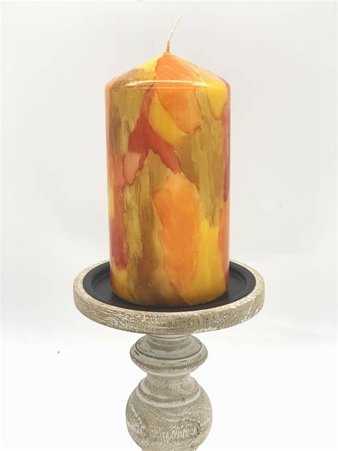 Pillar Candle, Multi Colored Candle, Earth Tone Home Decor, Candle Decor, Unscented Candle ...