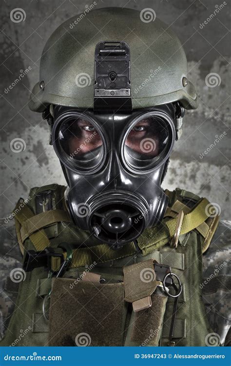 Gas Mask Soldier stock image. Image of army, camouflage - 36947243