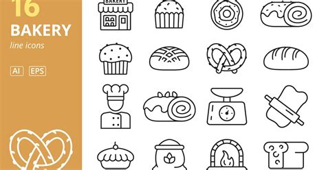 Bakery Icon Set, Graphics - Envato Elements