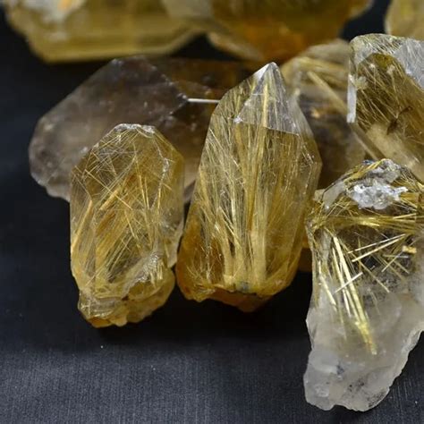 Natural gold hair crystal titanium crystal ore raw rock specimens-in Stones from Home & Garden ...