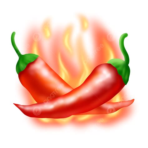 Burning Fire Clipart Hd PNG, Fire Burning Pepper Realistic Red Food ...