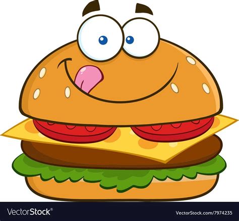 Vector Hamburger Digital Illustrations Kawaii Burger emoji Clipart Cute Cheese Burger PNG ...