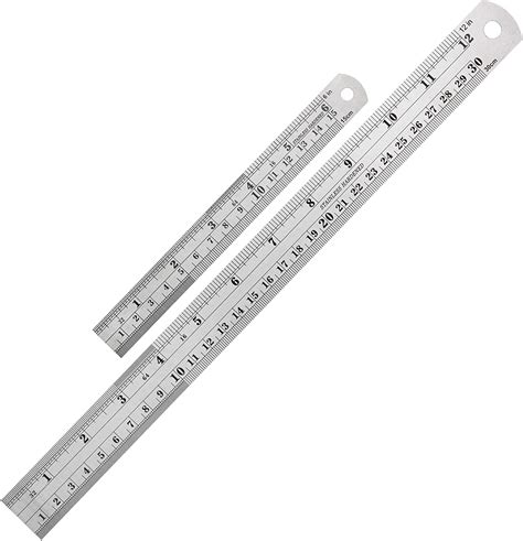 4PCS Ruler Set Sturdy Office Metal Ruler DIY Metal Ruler for Staff Kids Students Tools ...