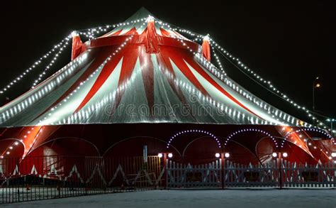 Red circus tent at night stock image. Image of architecture - 132711597