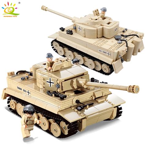 HUIQIBAO 995pcs Military German King Tiger Tank Building Blocks Compatible Legoed Army WW2 ...