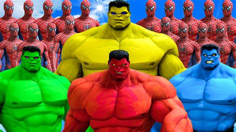 TEAM HULK VS SPIDERMAN ARMY - HULK, RED HULK, BLUE HULK, YELLOW HULK VS SPIDER-MAN | Spider-Man ...