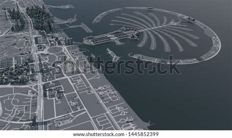 Dubai City 3d Map 3d Illustration Stock Illustration 1445852399