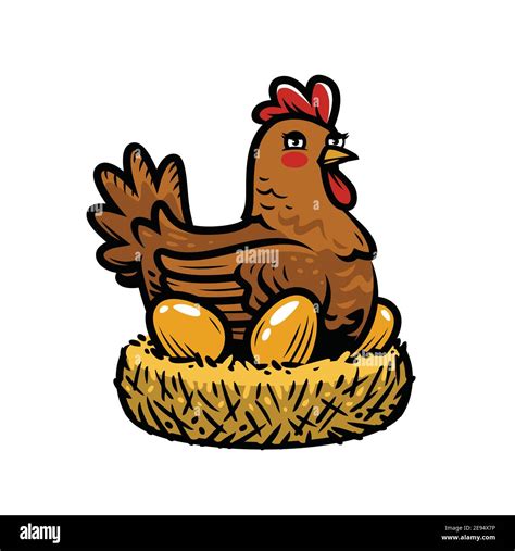 Hen laying eggs in nest. Chicken cartoon vector Stock Vector Image & Art - Alamy