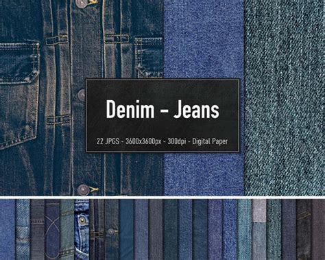 Denim Jeans Fabric 22 Different Images Digital Paper - Etsy