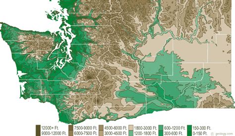 Washington Physical Map and Washington Topographic Map