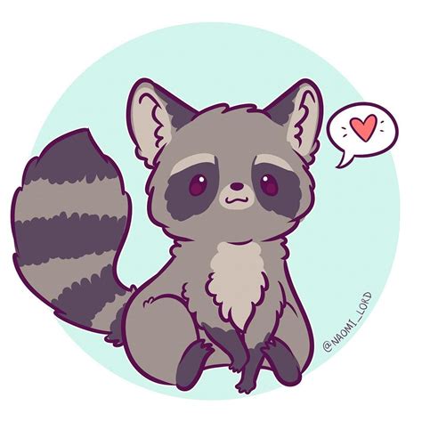 Cute Raccoon Drawing