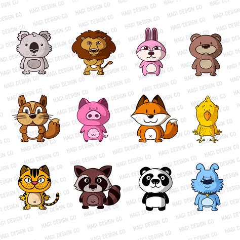 Animal Cliparts, Cute Cartoon Animal Character Images, Illustration, Clip Art for Kids, Mascot ...