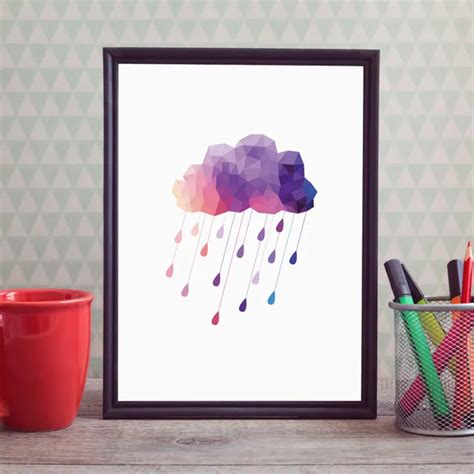 Abstract Creative Rain Cloud Art Paint Wall Art Painting Geometry cloud Paint Home Wall Hanging ...