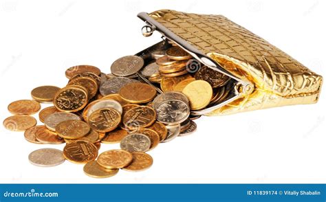 Wallet and scattered coins stock photo. Image of nickel - 11839174