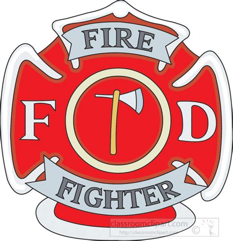 Badges Clipart - red-firefighter-fire-department-badge-educational-clip-art-graphic - Classroom ...