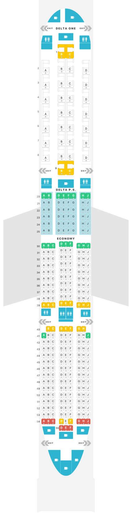 Delta A350 (A350 900) Seat Map - Airportix