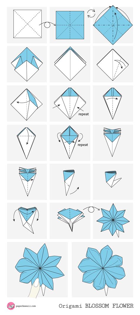 Origami Diagrams & E-books | Easy origami flower, Origami patterns, Origami flowers tutorial