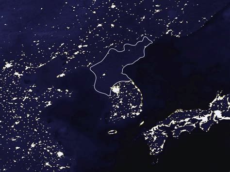 Satellite map of North Korea at night | North Korea | Asia | Mapsland ...