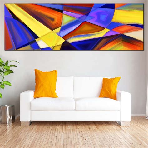 Contemporary Abstract Canvas Print, Colorful Abstract Patterns Panoramic Canvas Wall Art ...