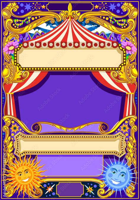 Circus background theme. Vintage frame with circus tent for kids ...