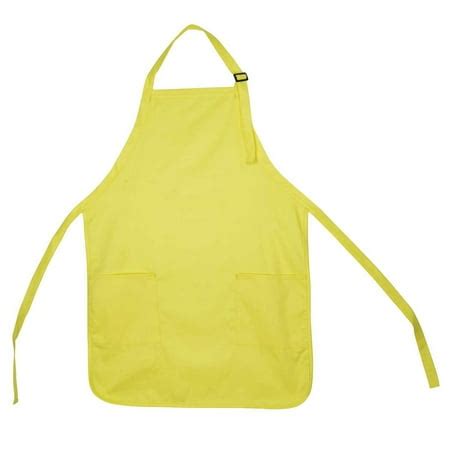 DALIX Apron Commercial Restaurant Home Bib Spun Poly Cotton Kitchen Aprons (2 Pockets) in Yellow ...